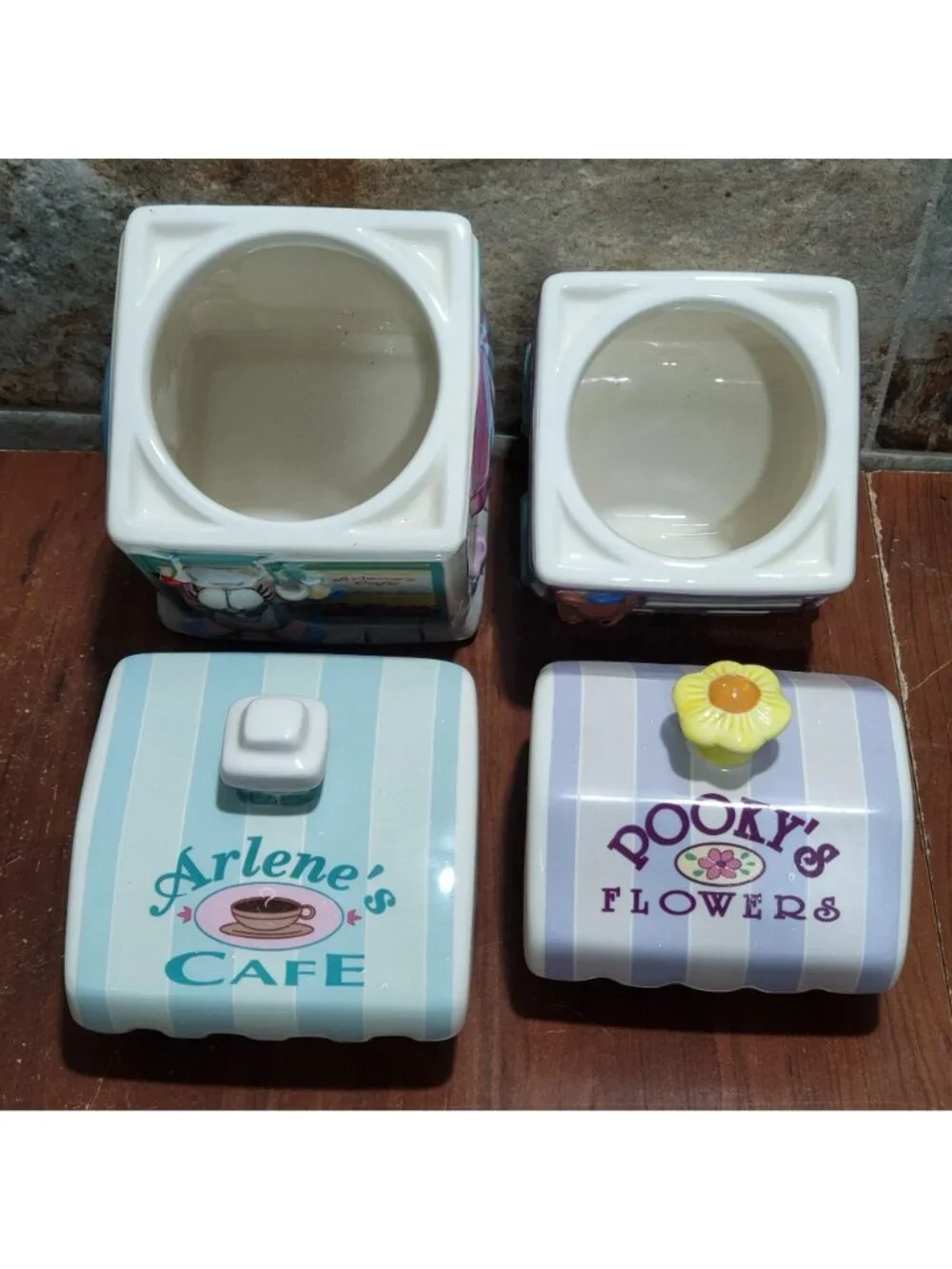 Vintage Garfield Danbury Mint Ceramic Canister Set Complete 4pc Bakery Grocery f
